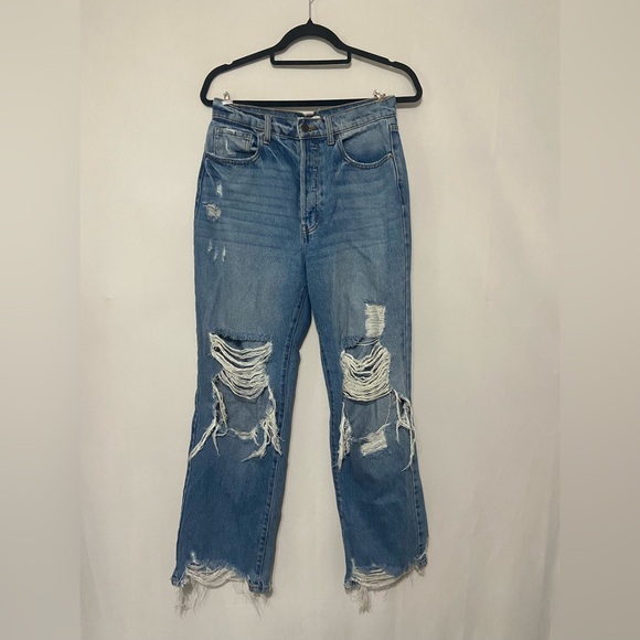 Cello Blue Distressed Straight Leg Jeans - Picture 1 of 7